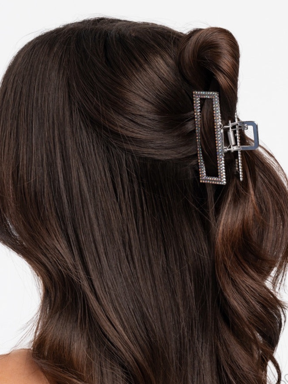 NWT Glittery Silver Rectangular Hair Claw Clip